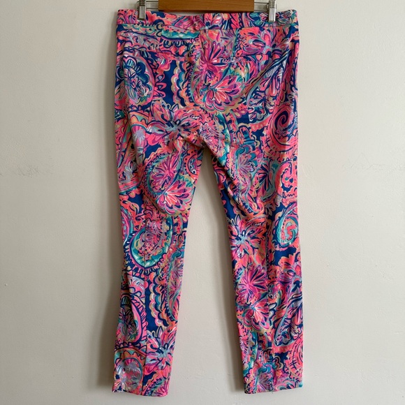 Lilly Pulitzer Paisley Print Stretch Pants Pink Navy – Size 12 - Picture 6 of 9